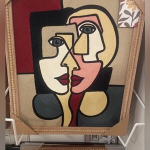 BP Home Woven Embroidered Wall Art – Cubist Portrait  – New 18x24